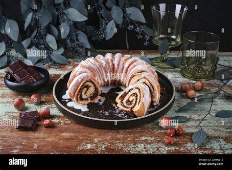 Traditional Polish Babka Bundt Cake With Hazelnuts Stock Photo Alamy