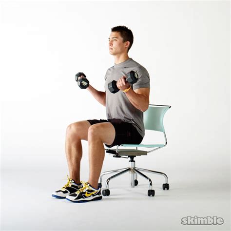 Seated Bicep Curls Exercise How To Skimble Workout Trainer