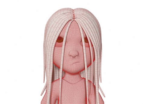 Chica De Terror De Personaje De Dibujos Animados De Miedo Con Renderizado 3d De Cabello Negro