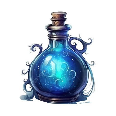 Potion Bottle Witch Bottle With Blue Poison With Bubbles Halloween