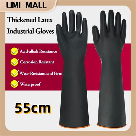 Heavy Duty Rubber Gloves Natural Anti Skid Latex Chemical Muriatic Acid