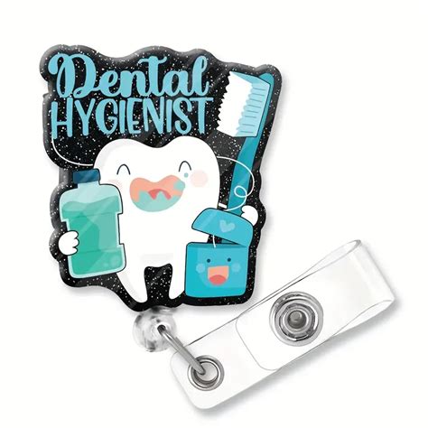 Dental Hygienist Funny Black Glitter Badge Reel Holder Metal Temu