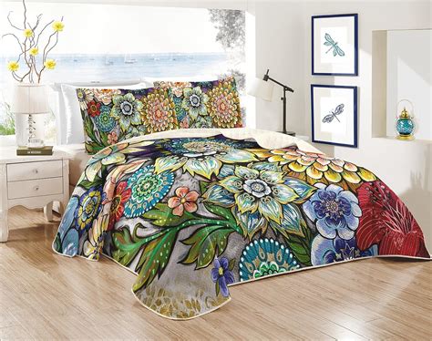 Amazon Piece Boho Floral Quilt Sets Full Queen Size Colorful