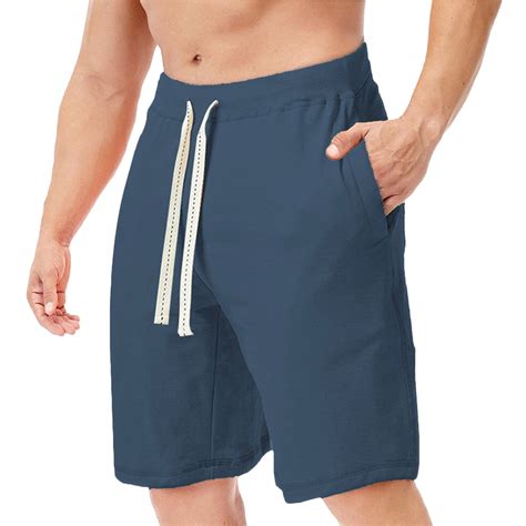 HOOMEUMY Men S Shorts Summer Cotton Elastic Waist Drawstring Solid