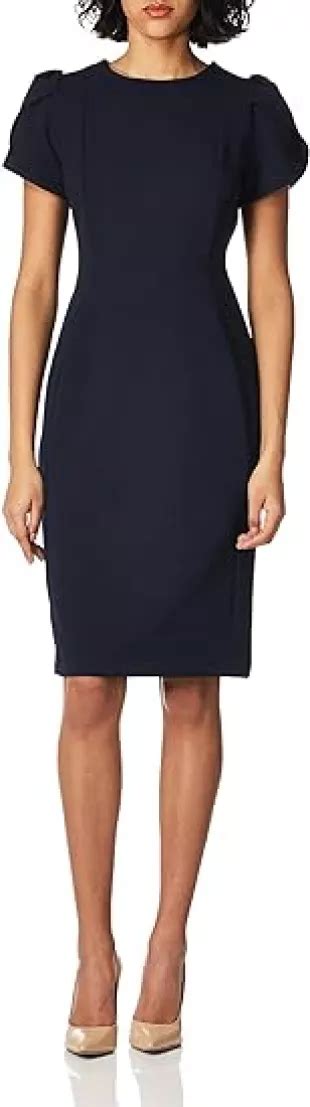 Calvin Klein Womens Tulip Sleeved Above The Knee Sheath Dress