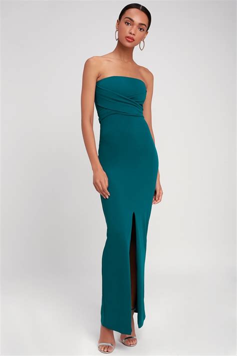 Lovely Teal Blue Dress Strapless Dress Maxi Dress Gown Lulus