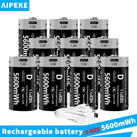 Aipeke Pc Usb Mwh D Size Batteries Lr Lithium Battery Li Ion