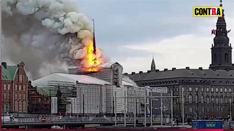 INCENDIO EN LA HISTÓRICA BOLSA DE COPENHAGUE EN DINAMARCA Vídeo