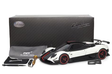 1 18 Almost Real AR Pagani Zonda Cinque Coupe White Carbon Red Stripes