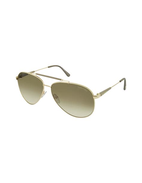 Tom Ford Rick Ft0378 28j Gold Brown Metal Aviator Sunglasses In Gold