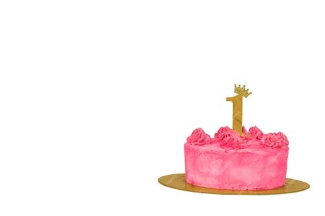 Premium Photo | Background pink cake with the number 1 on a white ...