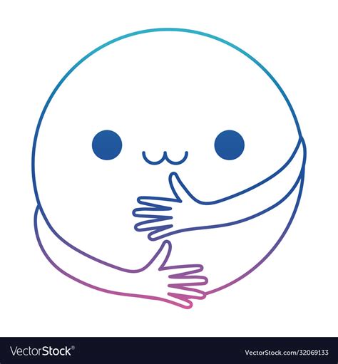 Happy Emoji Hugging Degraded Line Style Icon Vector Image