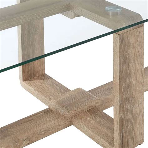 Beaumont Rectangular Wood Coffee Table With Clear Glass Top Picture