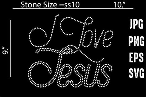 I Love Jesus Rhinestone Template Design Graphic By Mrumu Creative Fabrica