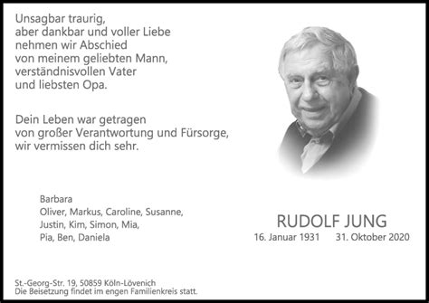 Traueranzeigen Von Rudolf Jung Wirtrauern