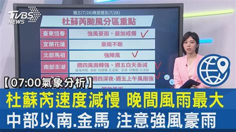 【07 00氣象分析】杜蘇芮速度減慢 晚間風雨最大 中部以南、金馬注意強風豪雨｜tvbs新聞 Internationalnewsplus Youtube