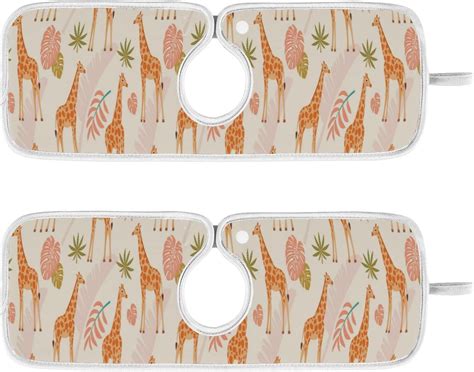 Wellsay 2 Pack Faucet Mat Splash Guard For Kitchen Sink Giraffe Pattern