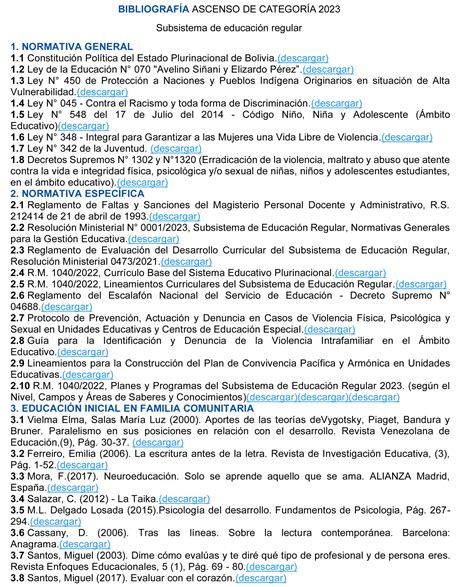 Bibliografía para el examen de ascenso de categoría 2023 Ascenso de