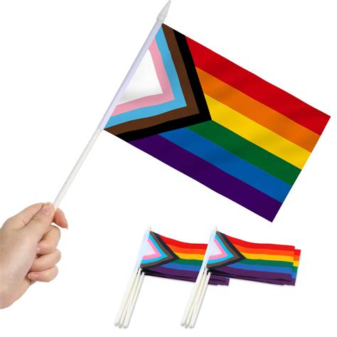 Anley Progress Rainbow Pride Mini Flag 12 Pack Hand Held Small