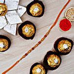 Golden Red Thread Rakhi And Kaju Katli Combo Canada Gift Golden Red