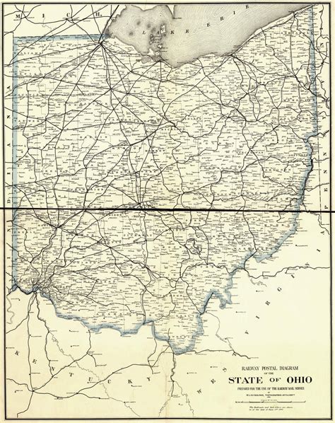 Historic Railroad Map Of Ohio 1882 Railway Mail Service World