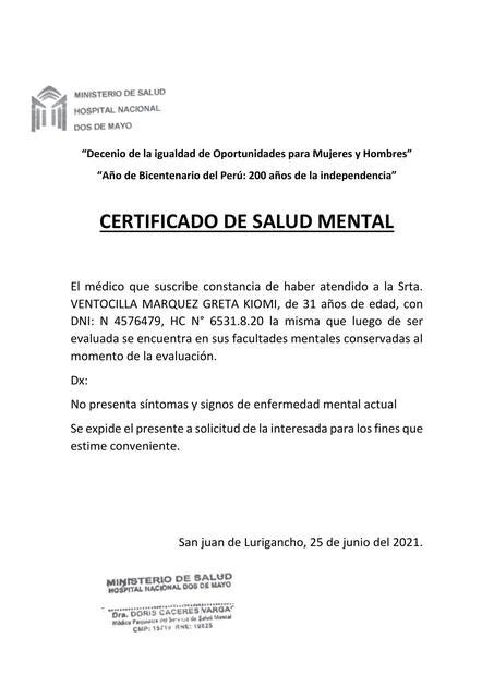 Certificado De Salud Mental Porn Sex Picture