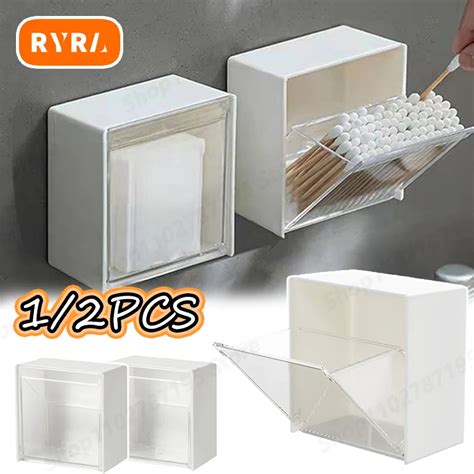 Plastic Wall Mounted Storage Boxes Dustproof Bathroom Organizer For