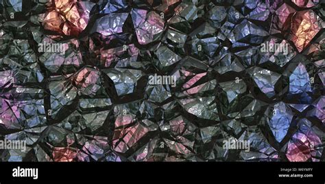 Black Crystal gem wall background. Gemstone seamless pattern. Shiny colors rock stone texture ...