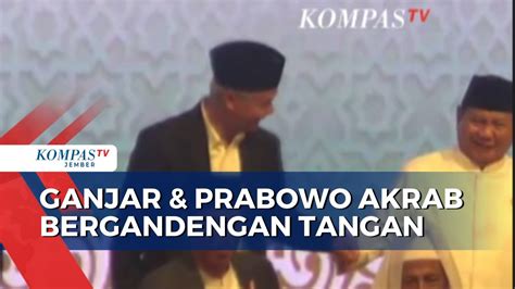 Moment Ganjar Dan Prabowo Akrab Bergandengan Tangan Di Muktamar Sufi