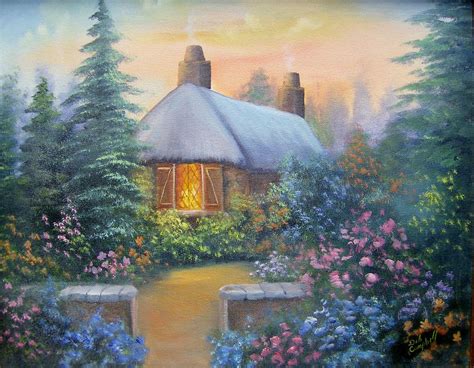 House In The Woods Painting at PaintingValley.com | Explore collection ...