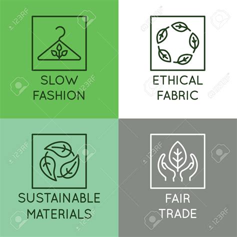 Vector Set Of Linear Icons And Badges Related To Slow Fashion Ethical