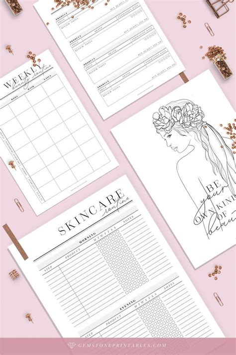 Beauty Routine Printable Planner Self Care Journal Skincare Routine