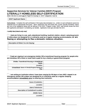 Literally Homeless Self Certification Doc Template Pdffiller