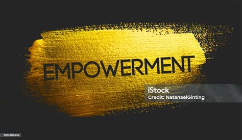 Empowerment Text On Golden Brush Dark Background Stock Illustration