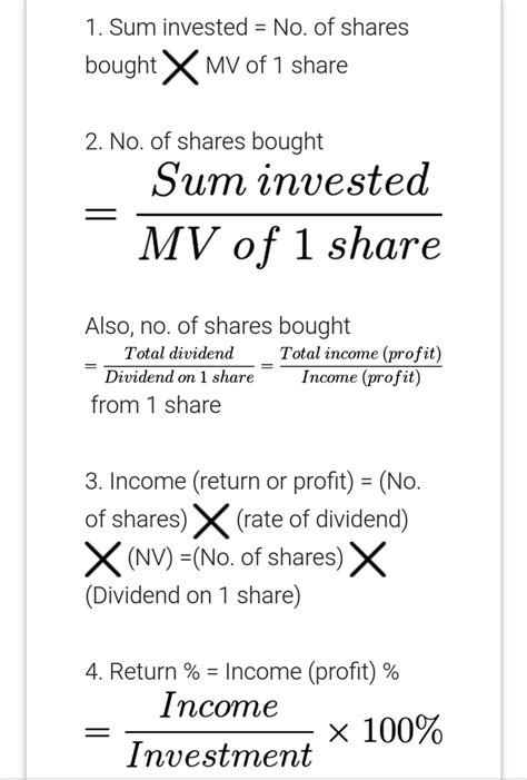 Share Plz Solve It Using The Formulas Of Shares And Dividends And Not By Unitary Method So That