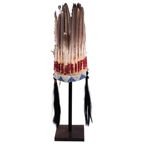 Native American Indian Plains Beaded War Bonnet at 1stDibs