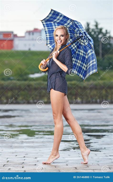 Beautiful Sexy Woman With An Umbrella Stock Image