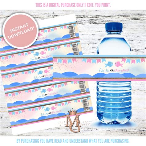 Fish Gender Reveal Water Bottle Label Fishy Gender Reveal Etsy