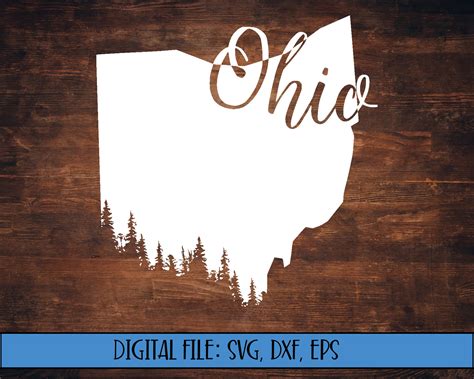 Digital File Ohio State Silhouette With Tree Line Cut File Etsy