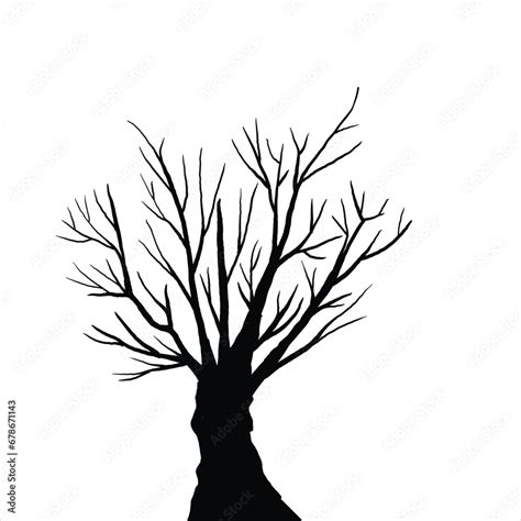 Naked Tree Silhouettes Hand Drawn Black Branch Tree Hand Drawn Tree Branches Old Dry Branch