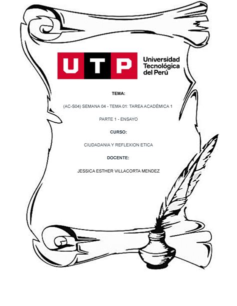 Ac S Semana Tema Tarea Acad Mica Parte Ensayo Tema Ac