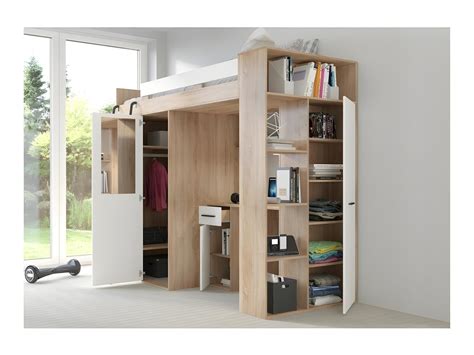 Lit Mezzanine X Cm Avec Chelle Placard Bureau Biblioth Que Et