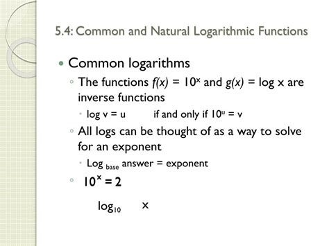 Ppt Chapter Exponential And Logarithmic Functions Common And