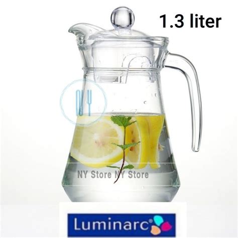 Luminarc ARC Glass Jug Air Water Pitcher With Lids 1L 1 3L Jag Kaca