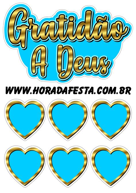 Gratidão a Deus decoração de festa religiosa azul artes prontas grátis png