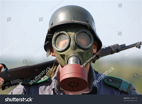 German Soldier Gas Mask Ww2 Reenacting Stock Photo 16994119 Shutterstock