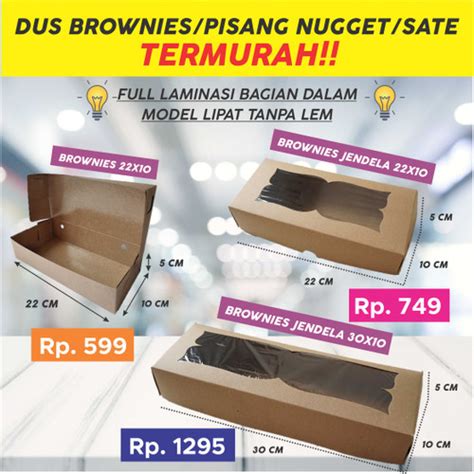 Jual Dus Box Brownies Pisang Nugget Sate Cake Kue Kraft Coklat