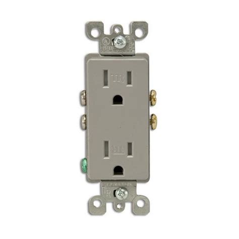 Leviton T5325 Gy Residential Grade Tamper Resistant Straight Blade Duplex Receptacle 15 Amp 125