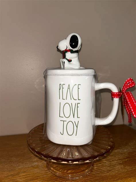 Rae Dunn X Peanuts Christmas Coffee And Hot Cocoa Mug Peace Love Joy