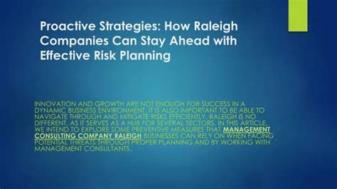 Ppt Proactive Strategies How Raleigh Companies Can Stay Ahead With